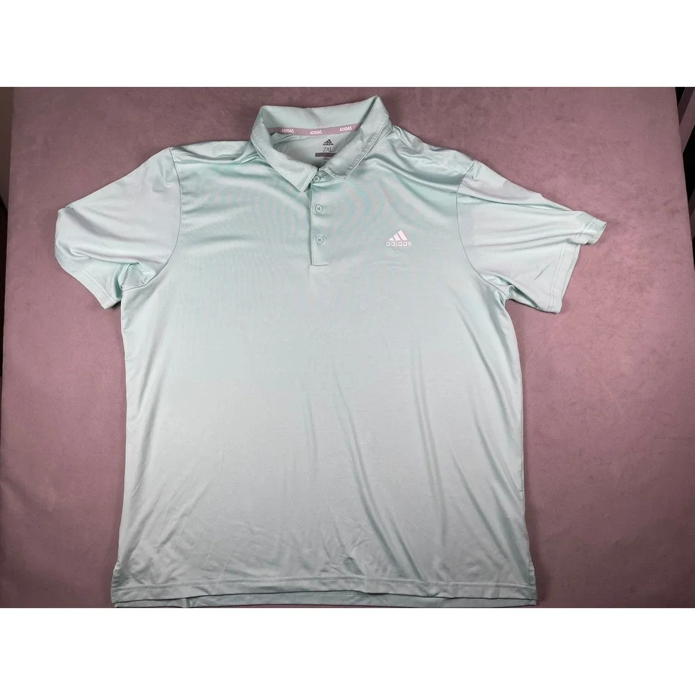 Adidas Golf Mens 2XL Mint Green Performance Short Sleeve Polo Shirt RN88387‎